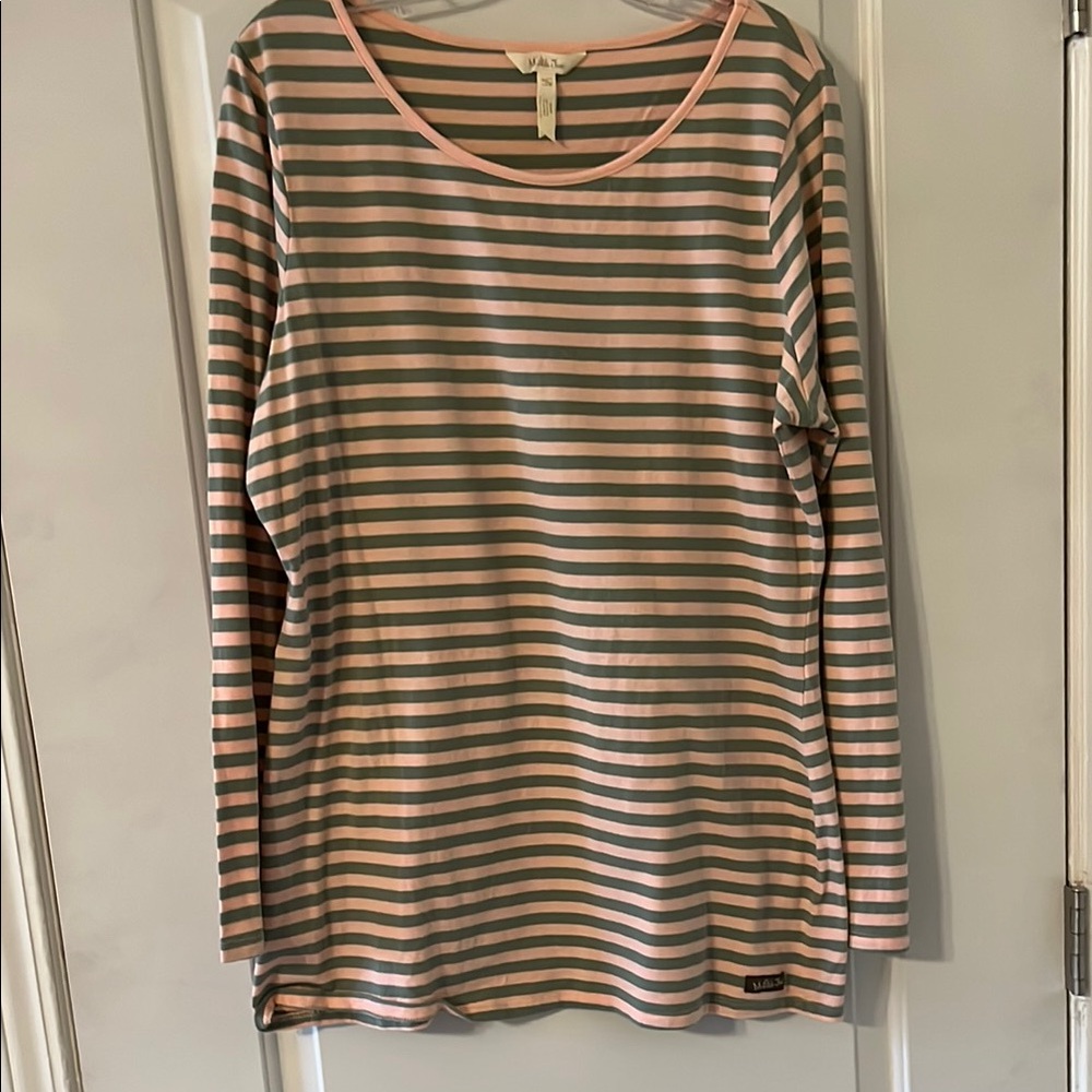 Matilda Jane Pink and Army Green Striped Long Sleeve Shirt